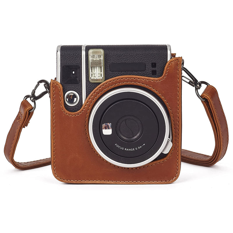  [AUSTRALIA] - Phetium Instant Camera Case Compatible with Instax Mini 40,PU Leather Bag with Pocket and Adjustable Shoulder Strap (Brown) Brown