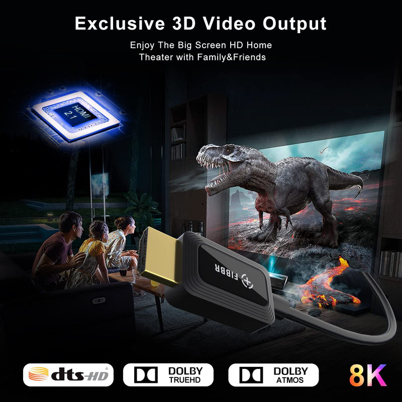  [AUSTRALIA] - FIBBR 8K Fiber Optic HDMI Cable 10ft, 48Gbps High-Speed HDMI 2.1 Cable 8K@60Hz 4K@120Hz Dynamic HDR/eARC/HDCP 2.3, Ultra HD Directional HDMI Cord Compatible with LG Samsung Sony TV /PS5/Blu-ray 3M/9.84ft