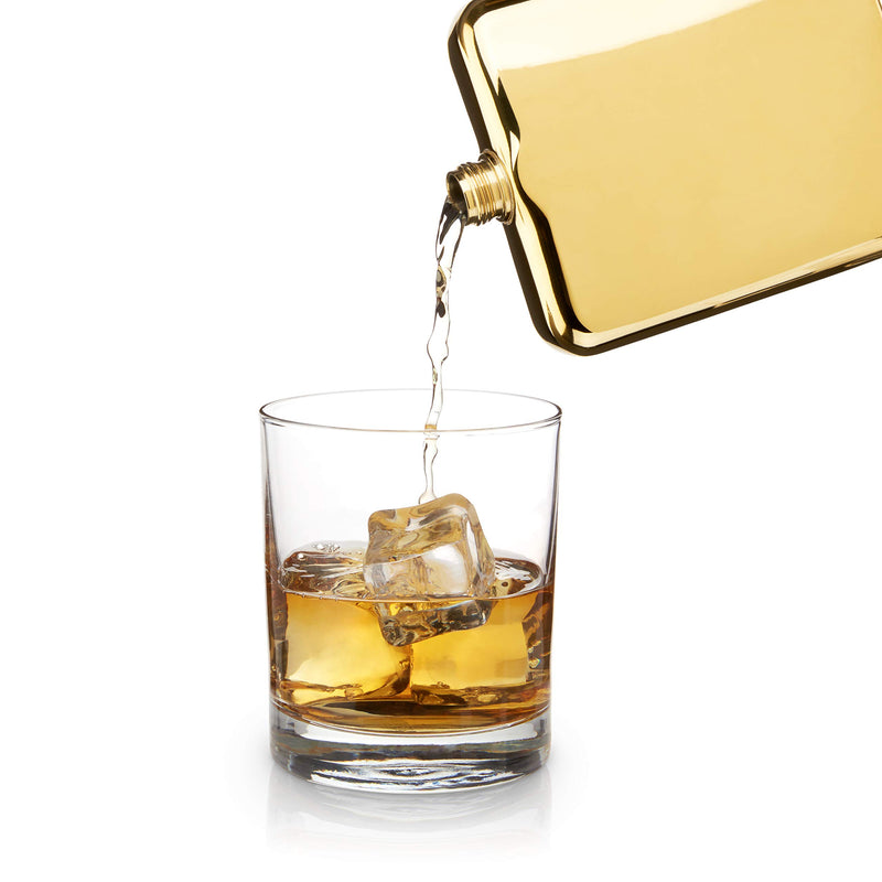 [AUSTRALIA] - Viski Belmont Plated Flask, 6 oz, Gold