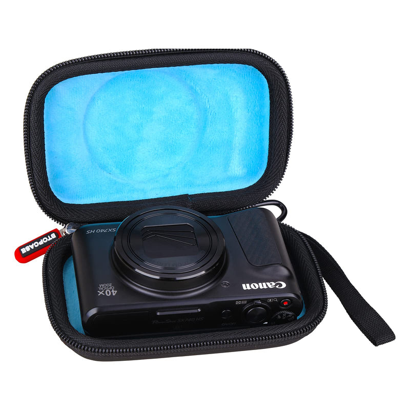  [AUSTRALIA] - Carrying Protective Storage Cover Case for Sony RX100 II III IV V VA VI VII ZV-1 HX-99 / Canon PowerShot SX740 HS SX730 HS SX720 HS / G7X Mark II III Digital Camera(case only) (Black PU+Blue Inside) Black PU+Blue villus inside