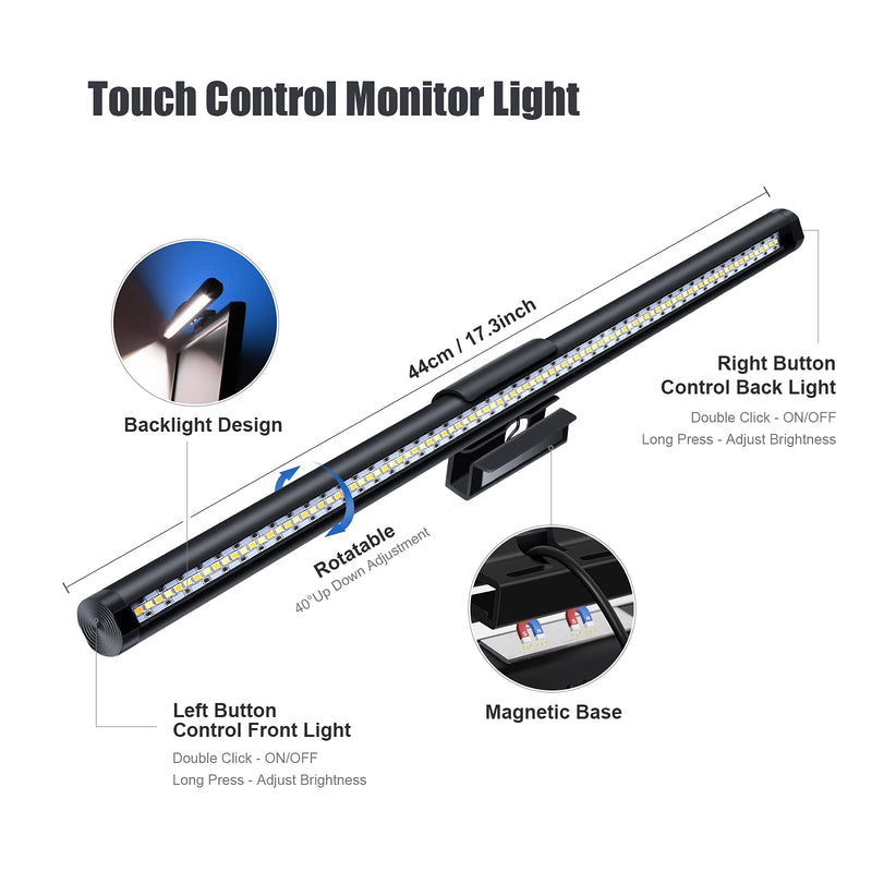  [AUSTRALIA] - Monitor Light Bar, CURUK Dual Light Monitor Lamp, Dimmable Computer Monitor Light, Filter Blue-Ray for Eye Care Monitor Light with Touch Sensor, No Glare Computer Light for Desk Home Office