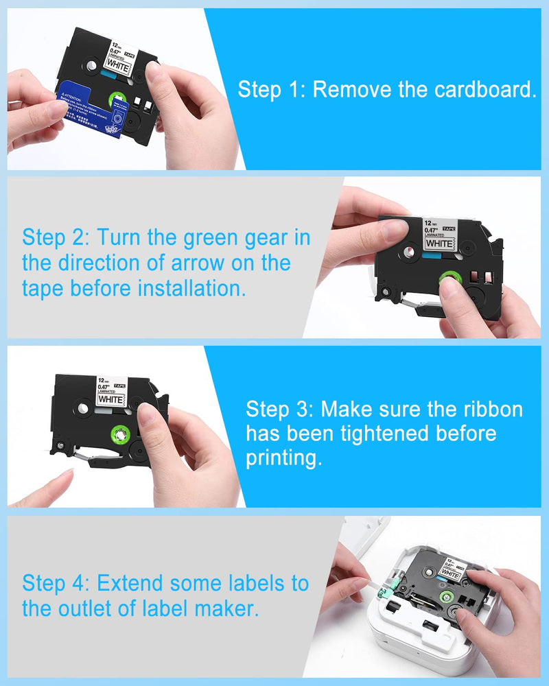  [AUSTRALIA] - MarkDomain P Touch Label Tape, Replacement for Brother TZe-231 TZe-131 White Clear 12mm Laminated TZe TZ Label Maker Tape, Compatible with P Touch D210 H110 D410 D600, 0.47" x 26.2'(12mm x 8m), 2-Pack