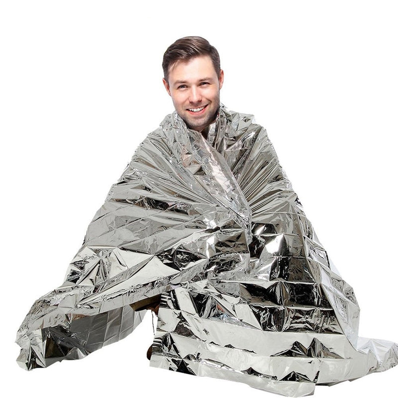  [AUSTRALIA] - NYKKOLA Emergency Mylar Blankets - 84" X 52"(4 Pack) - Designed for NASA - Essentials for Outdoors, Hiking, Survival, Marathons or First Aid Silver