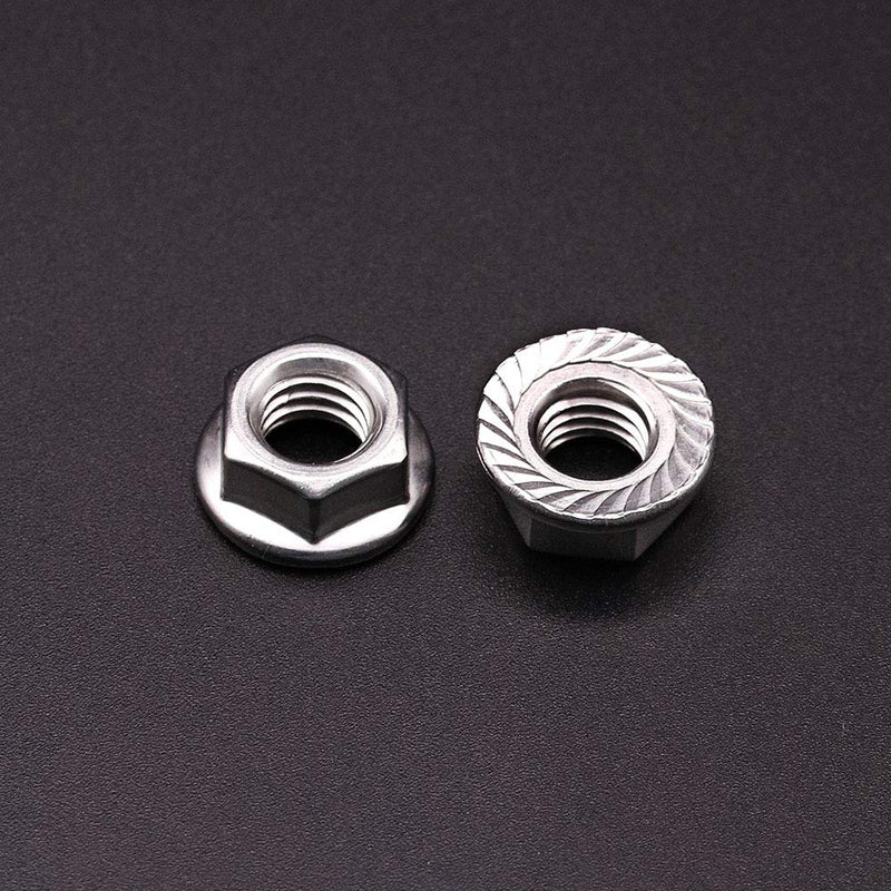  [AUSTRALIA] - M6 x 1.0mm Serrated Flange Hex Locknuts (100 Pack), 304 Stainless Steel 18-8 lock nut, Finish Hex lock Nut M6 (100 pcs)