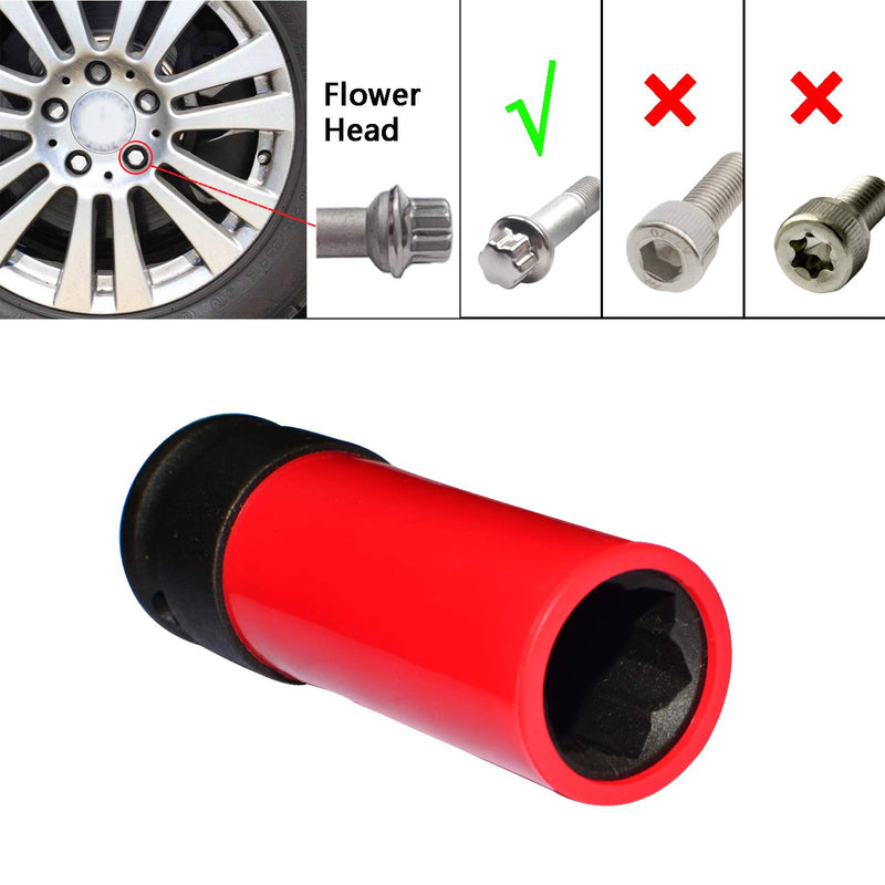  [AUSTRALIA] - ITEQ Protective Wheel Lug Nut Socket for Mercedes Benz with 17mm Convex, Flower Head Lug Nut Socket