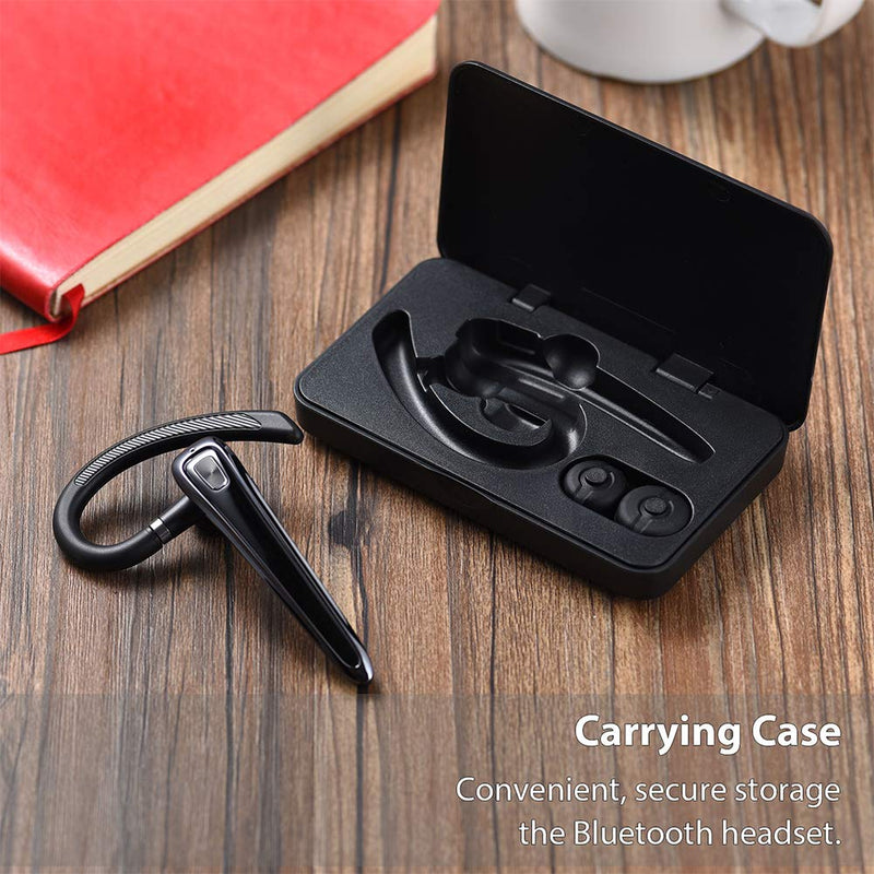  [AUSTRALIA] - Bluetooth Headset,LEYOKE V5.0 Bluetooth Earpiece with Noise Cancelling Mic and 15 Hours Playtime,in-Ear Hands-Free Calls Wireless Headset for iPhone Samsung Android Cell Phones Truck Driver-BK Black