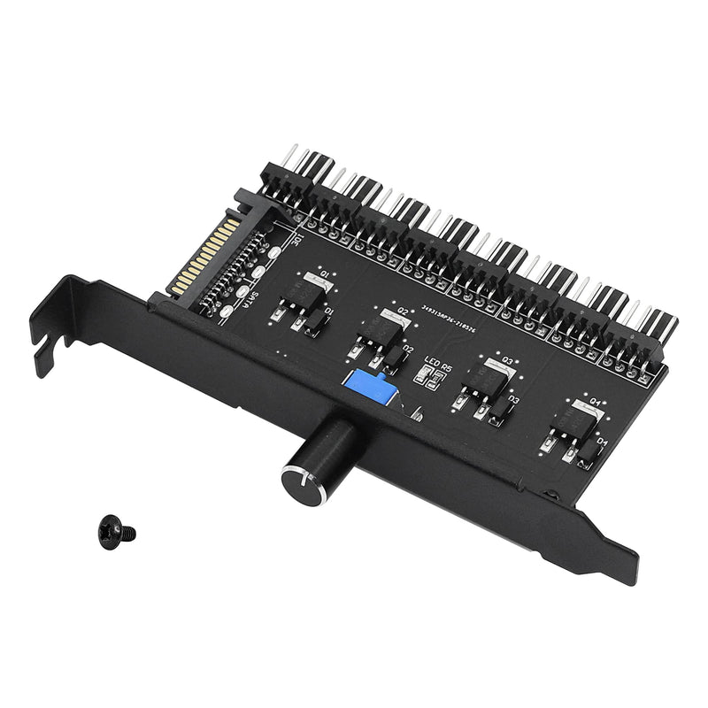  [AUSTRALIA] - SinLoon PC 8 Channels Fan Hub Knob Cooling Fan Speed Controller for CPU Case HDD VGA PWM Fan PCI Bracket 12V Fan Control- SATA Interface Power Supply (SATA 1Knob)