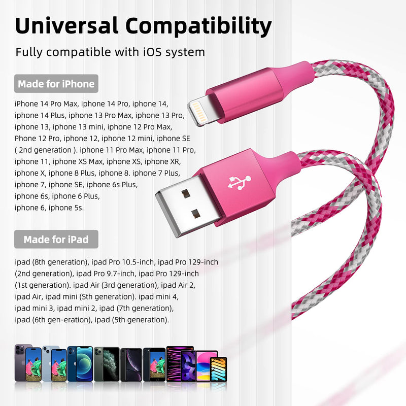  [AUSTRALIA] - MenoSupp iPhone Charger Fast Charging Cable 3 Pack 10 FT MFI Certified Lightning Cable Nylon Braided iPhone Charger Cord Compatible with iPhone 13 12 11 Pro Max XR XS X 8 7 6 Plus SE and More