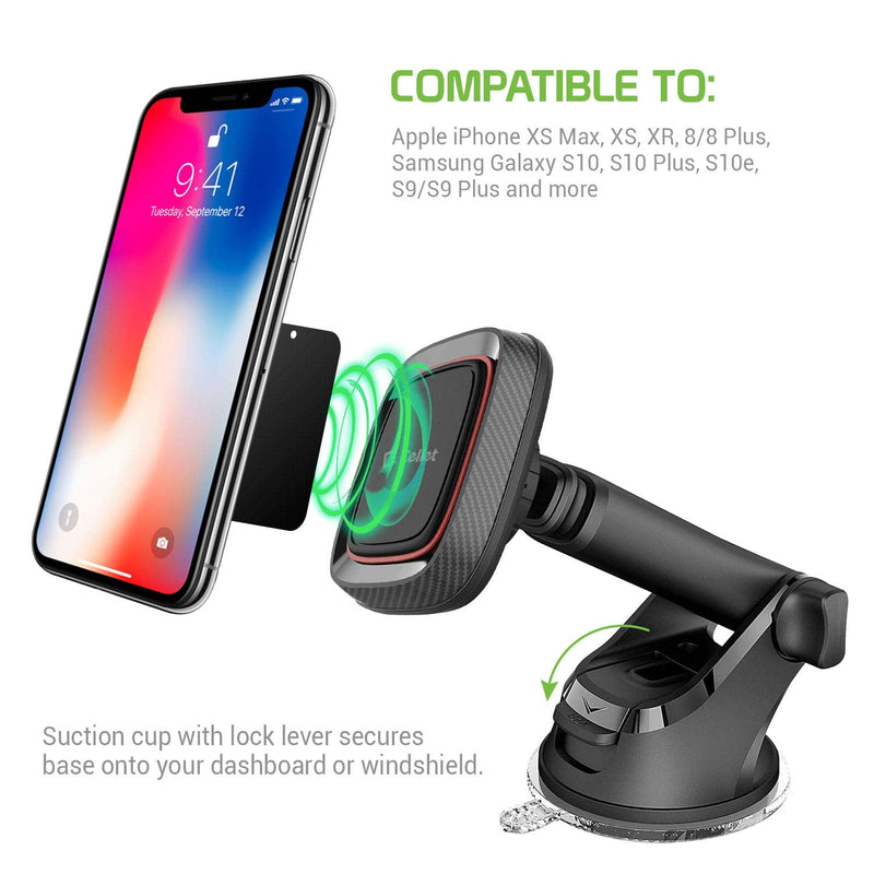  [AUSTRALIA] - RUIX Dashboard and Windshield Mount Universal Magnetic Car Smartphone Holder Compatible for Apple iPhones 14 Pro Max Plus 13 Samsung Galaxy Z Flip, Z Fold, Note, Google Pixels, Motorola Moto
