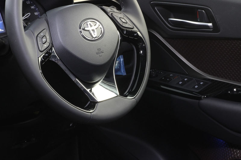  [AUSTRALIA] - Steering Wheel Panel Garnish Trim Cover Decoration Sticker Interior Chrome for Toyota C-HR 2016-2018