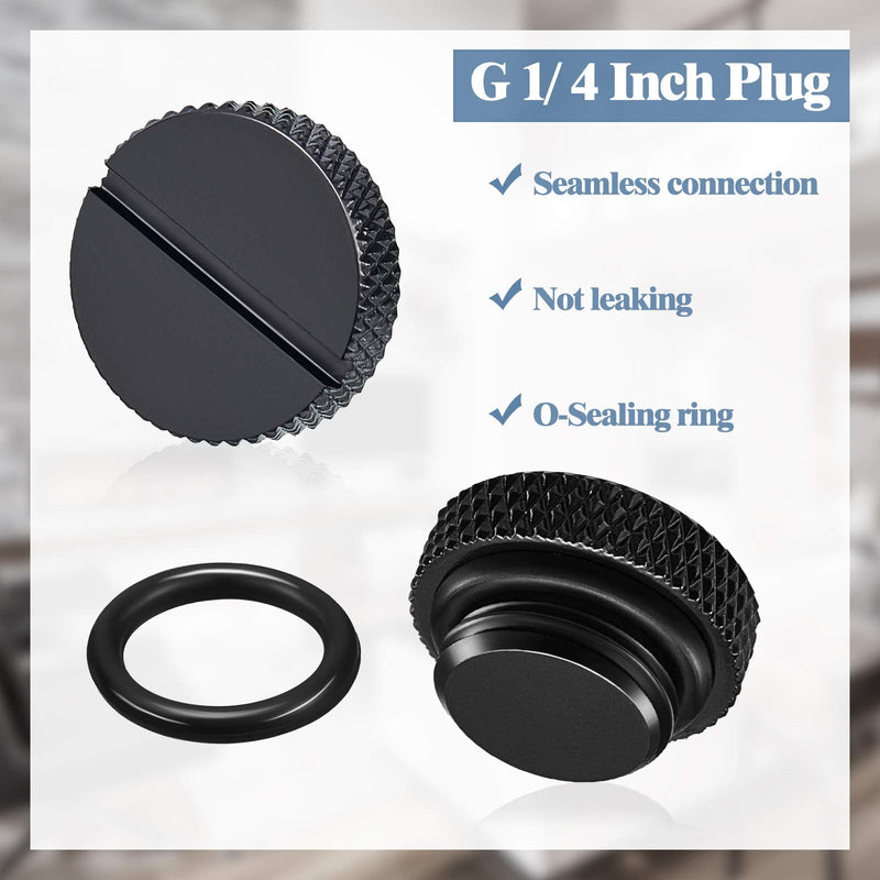  [AUSTRALIA] - 10 Pieces Black G 1/4 Inch Plug Fitting with O- Ring Water Stop Plug for Computer Water Cooling System