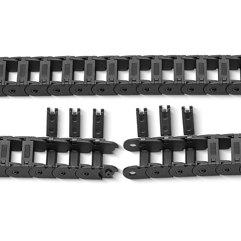  [AUSTRALIA] - 39.3 inch Carrier Drag Chain Cable Wire R18 10x20mm (Inn H x W) Plastic Black Open Type for CNC Router Mill and 3D Printer,Wire Carrier Cable with Extra 1 Pair Connectors,1pc Screwdriver,12 Screws 10*20 R18
