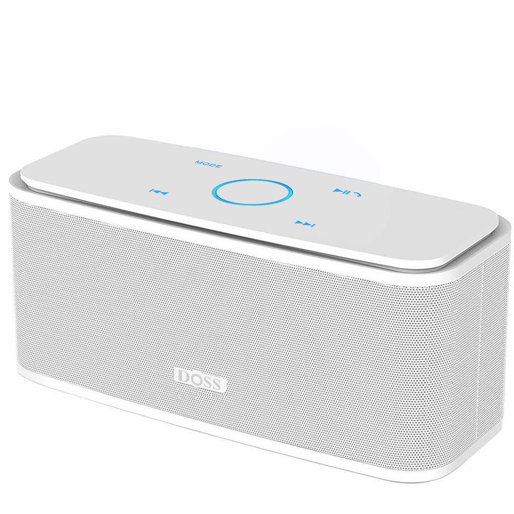  [AUSTRALIA] - DOSS Bluetooth Speaker, SoundBox Touch Portable Wireless Speaker with 12W HD Sound and Bass, IPX5 Water-Resistant, 20H Playtime, Touch Control, Handsfree, Speaker for Home, Outdoor, Travel-White White