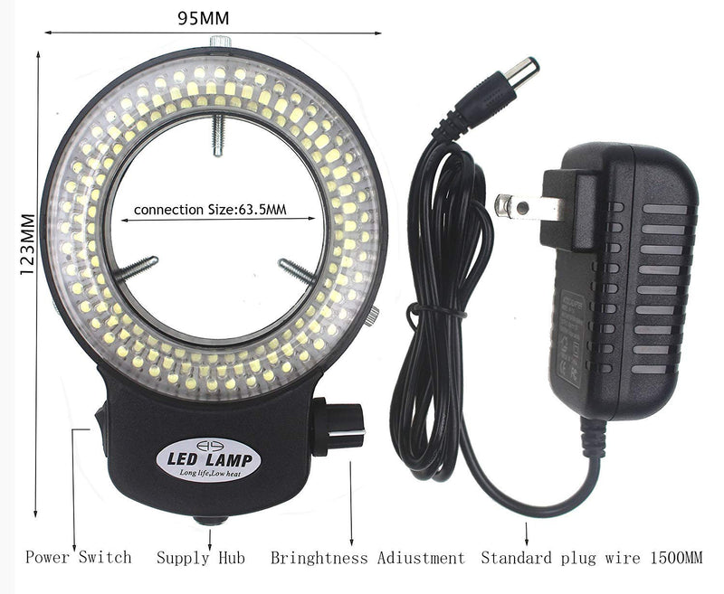  [AUSTRALIA] - LED-144-ZK Black Adjustable 144 LED Ring Light Illuminator for Stereo Microscope (144 LED Ring Light)
