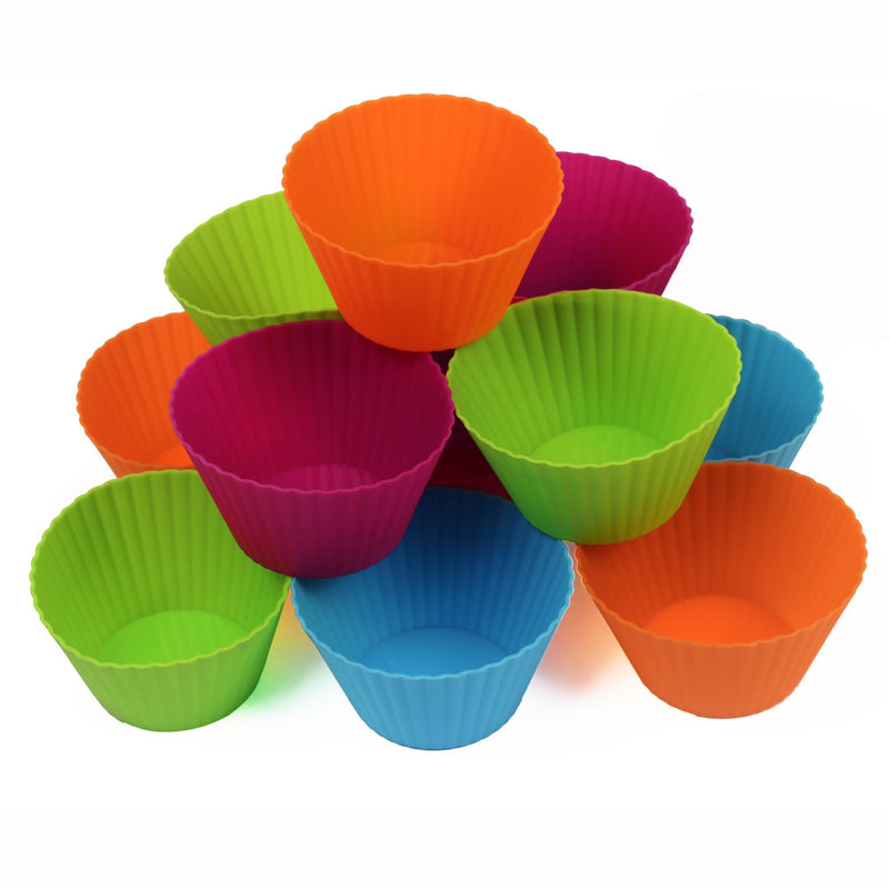  [AUSTRALIA] - Webake Silicone Baking Cups Reusable 3.5 Inch Jumbo Muffin Pan Cupcake Baking Mold Auto Cup Holder Liner 12 Pack Jumbo Cupcake