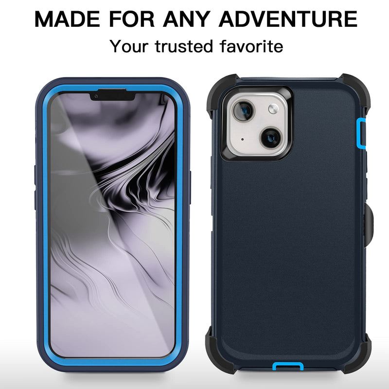  [AUSTRALIA] - AICase for iPhone 13 Case with Belt-Clip Holster, Screen Protector, Heavy Duty Protective Phone Case, Military Grade Full Body Protection Shockproof/Dustproof/Drop Proof Rugged Cover (Admiral Blue) Admiral Blue/royal Blue