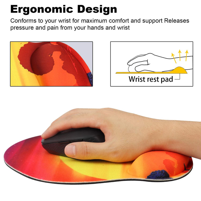  [AUSTRALIA] - Cmhoo Ergonomic Mouse Pad Wrist Rest Pad with Wrist Support Memory Gel Non-Sliding Rubber Base for Computer and Office - 10x9 sunset2