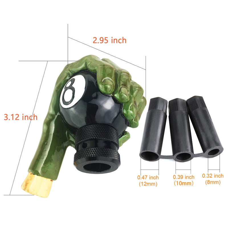  [AUSTRALIA] - Arenbel 8 Ball Shifter Knob with Green Hand Replacement Shifting Shift Head Gear Lever Knobs fit Most MT at Cars Green(Black)