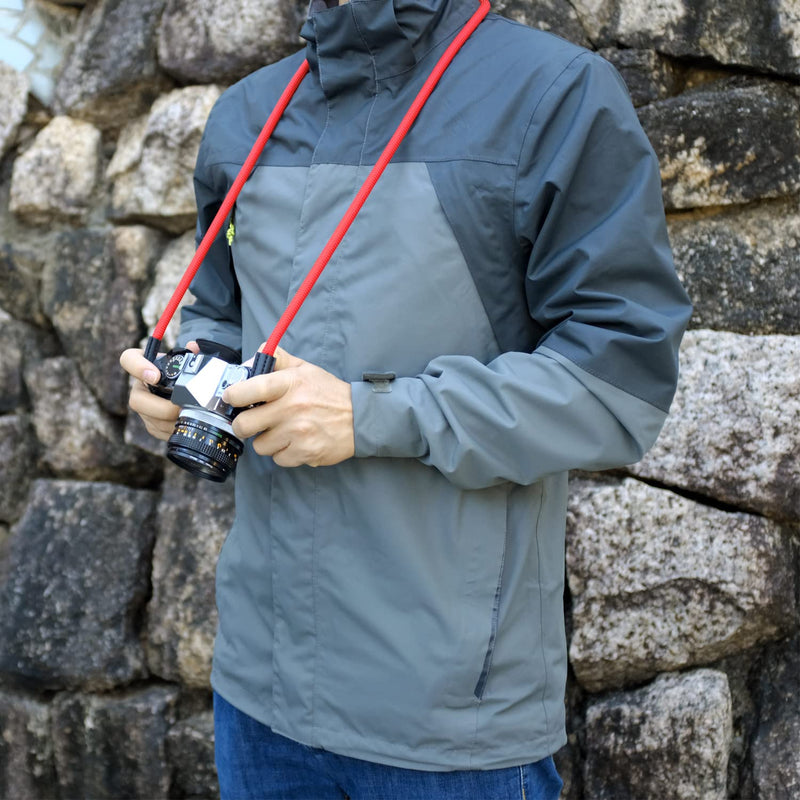  [AUSTRALIA] - Camera Strap Rope,Camera Strap Compatible with Leica Sony Canon Fuji Nylon Rope Camera Strap SLR DSLR Mirrorless Cameras 100cm Red