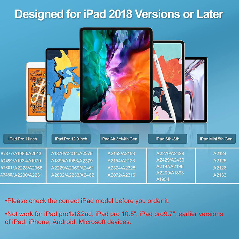 Stylus Pen for iPad with Tilt Sensitive and Magnetic Design, Digital Pencil Compatible with 2018 and Later Model,Apple iPad Pro 11/12.9 Inch,iPad 6/7/8th Gen,iPad Mini 5th Gen,iPad Air 3rd/4th Gen - LeoForward Australia