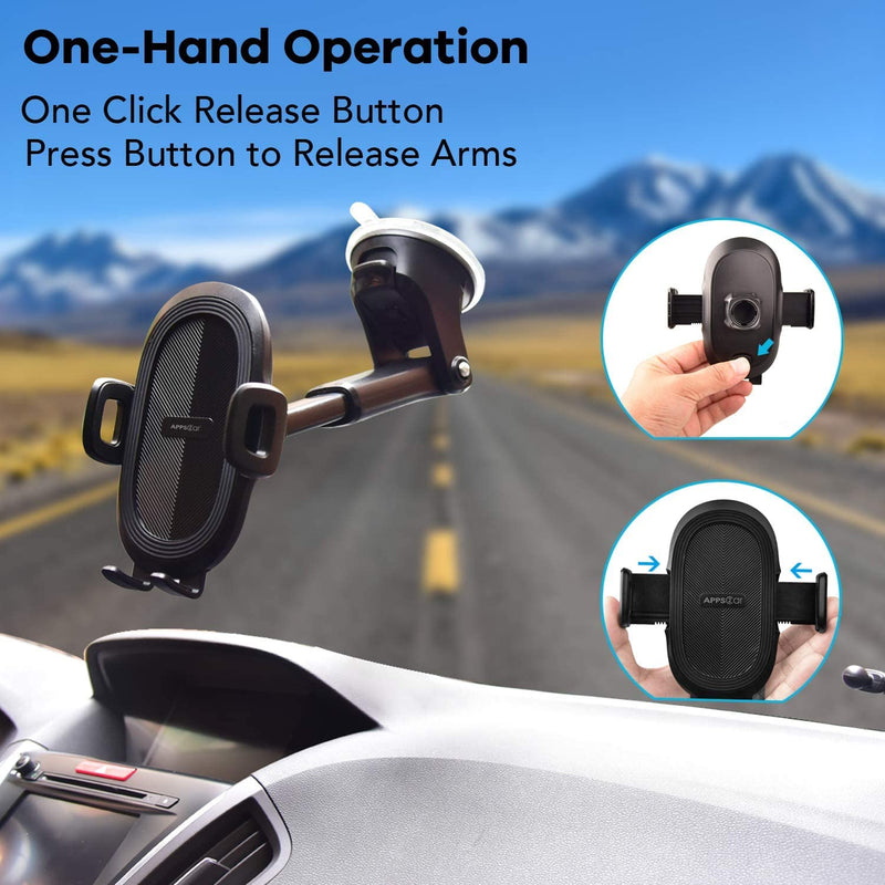  [AUSTRALIA] - APPS2Car Suction Cup Phone Holder Windshield/Dashboard/Window, Universal Dashboard & Windshield Suction Cup Car Phone Mount with Strong Sticky Gel Pad, Compatible with iPhone, Samsung &Other Cellphone