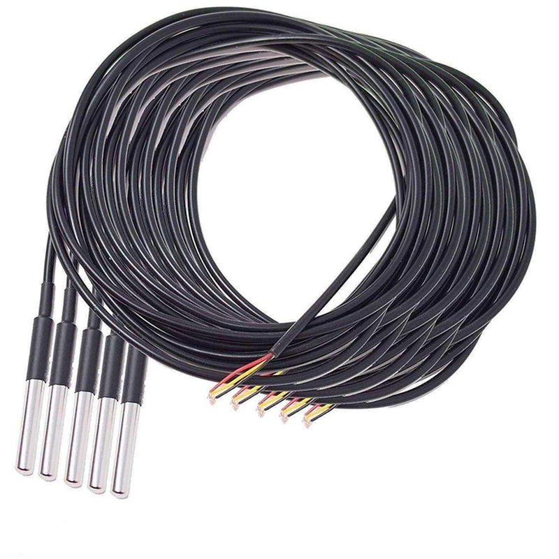  [AUSTRALIA] - AZDelivery 5 x 3M cable DS18B20 digital stainless steel temperature sensor, waterproof compatible with Arduino and Raspberry Pi including e-book!