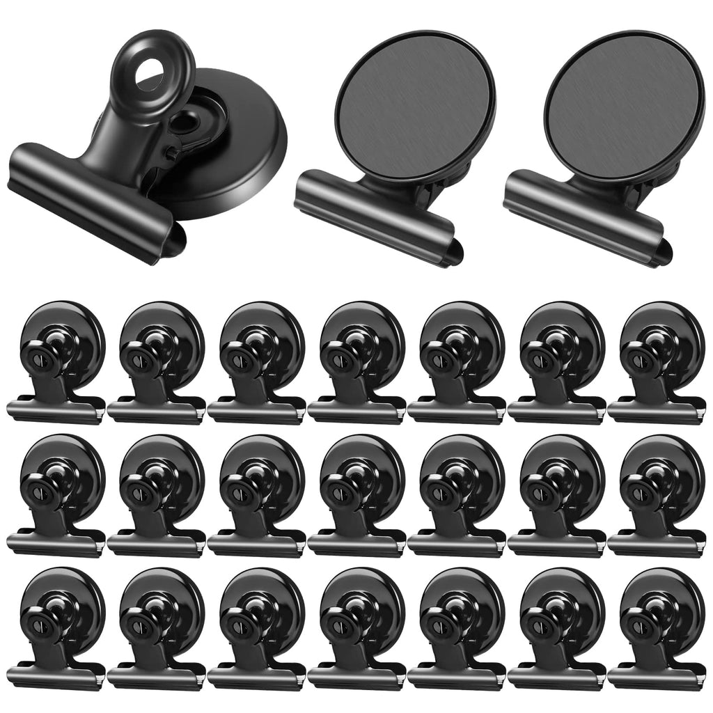  [AUSTRALIA] - 24Pack Strong Fridge Magnets Magnetic Clips Bulldog Clips Perfect for Refrigerator Whiteboard Magnets Photo Displays Home School Use(Black) Black 24Pack