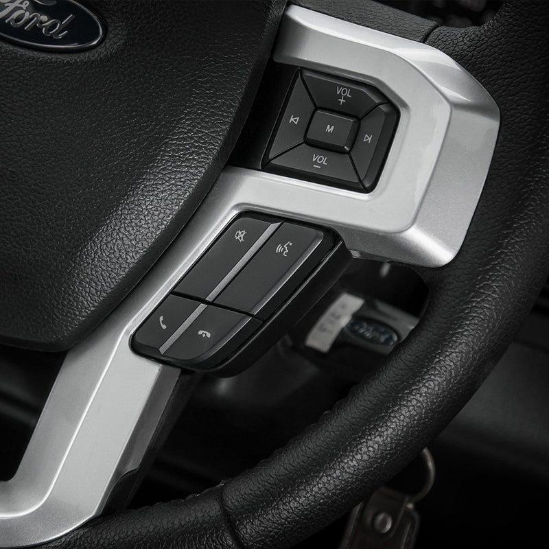  [AUSTRALIA] - Voodonala Silver Steering Wheel Decoration Cover Frame Trim for 2015 2016 2017 Ford F150 F250 F350 Super Duty