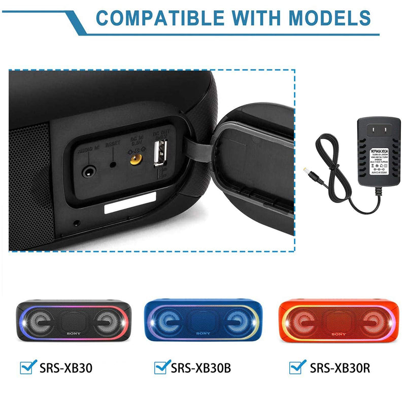  [AUSTRALIA] - 5V AC Charger Charging Cable Cord for Sony SRS-XB30 SRS-XB30B SRS-XB30R SRS-XB30L SRS-XB30G BLK-XB30 RDP-M5iP RDP-M7iP SRS-M55 SRS-A1 SRS-A3 SRS-A212 Portable Speaker Power Supply Adapter (6.6 FT)