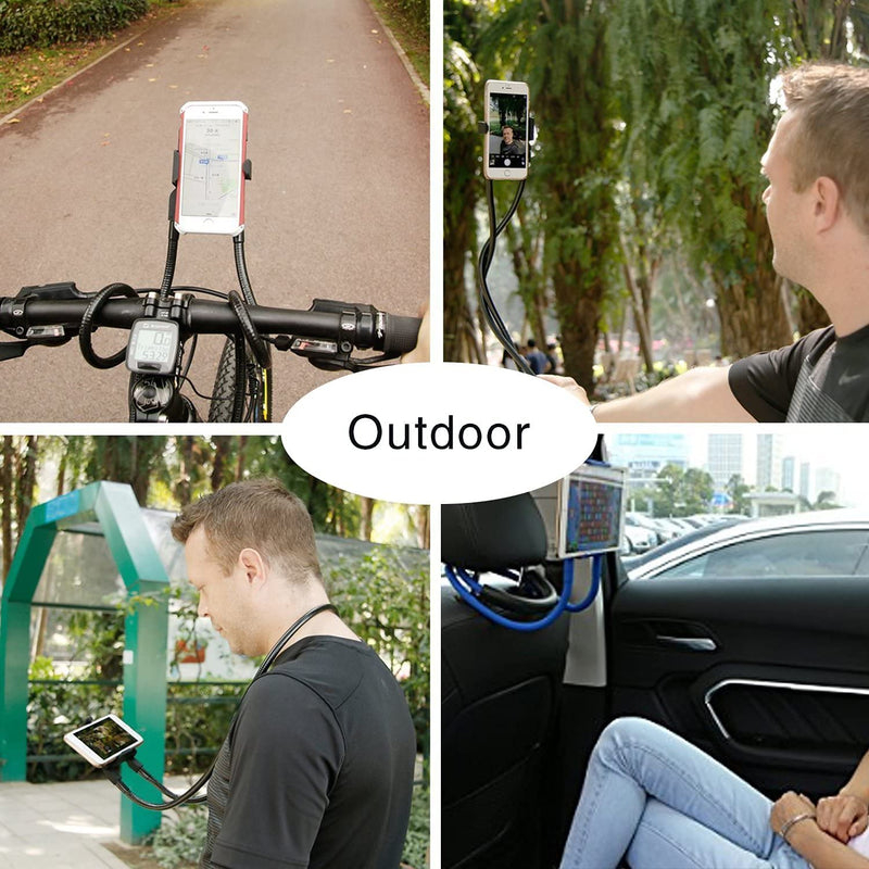  [AUSTRALIA] - NCElec 011 Neck Cell Desk Bed,Bike and Motorcycle Mount,Lazy Bracket Mobile Phone Stand Holder (Black) Black