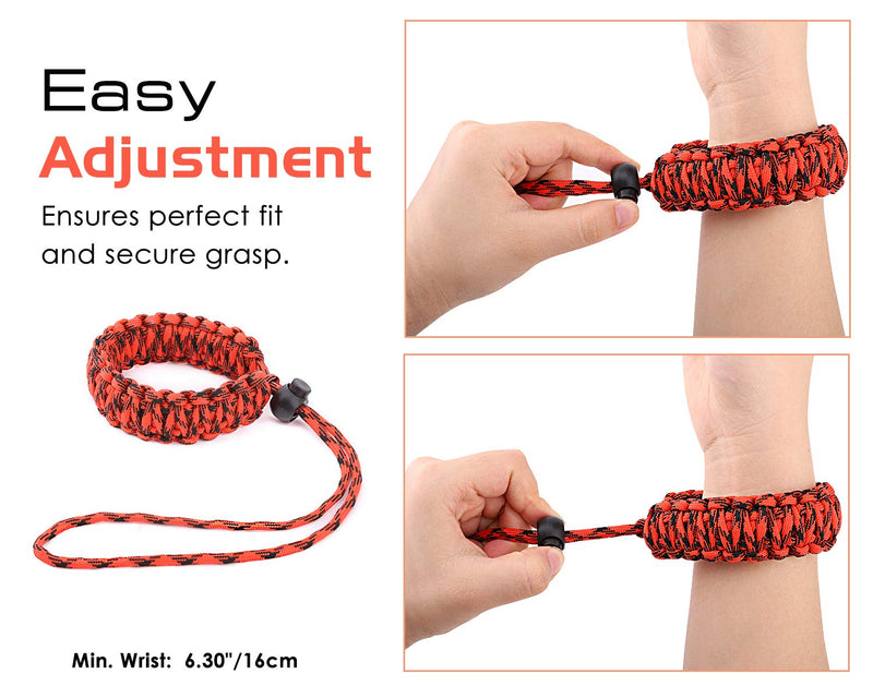  [AUSTRALIA] - MoKo Universal Paracord [2 Pack], Nylon Braided Adjustable Camera Hand Grip Strap for Video Camcorder, Binoculars and Nikon/Canon/Sony/Minolta/Panasonic/SLR/DSLR Digital Cameras, Black & Red/Black Black + Red/Black