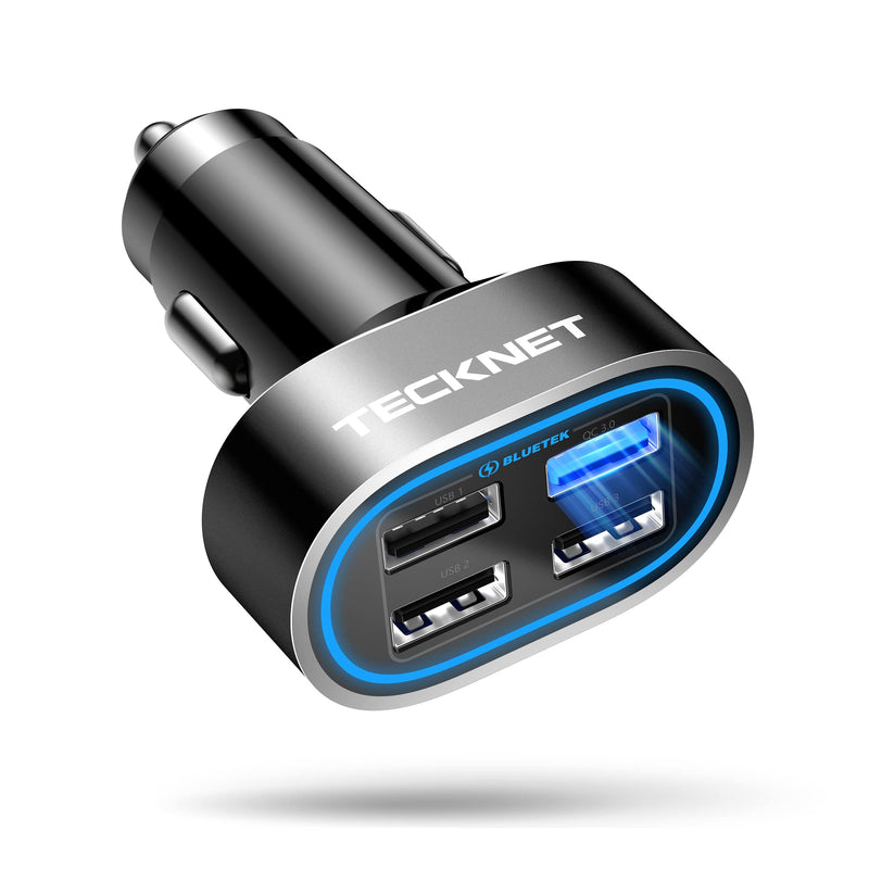  [AUSTRALIA] - TECKNET USB Car Charger 54W 4-Port USB Car Charger Adapter QC 3.0 Port Compatible with iPhone 14 Pro Max/14 Plus/iPhone 13 12 11 Pro Max X XR XS 8 Samsung Galaxy Note 20/10 S21/20/10 Google Pixel Black