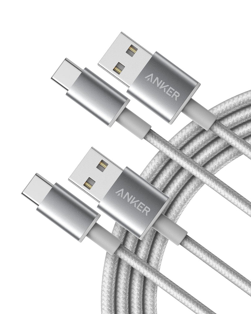  [AUSTRALIA] - USB Type C Cable, Anker [2-Pack 6Ft] Premium Nylon USB-C to USB-A Fast Charging Type C Cable, for Samsung Galaxy S10 / S9 / S8 / Note 8, LG V20 / G5 / G6 and More(Silver) 6 ft Silver