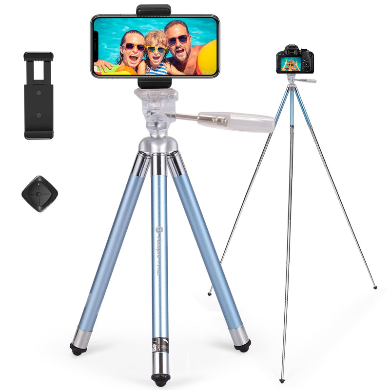  [AUSTRALIA] - Fotopro Tripod for iPhone, 39.5 Inch Phone Tripods, Lightweight Tripod with Bluetooth Remote/Smartphone Mount, Portable Tripod for Samsung, Huawei (Blue) 39.5 " Phone Tripod