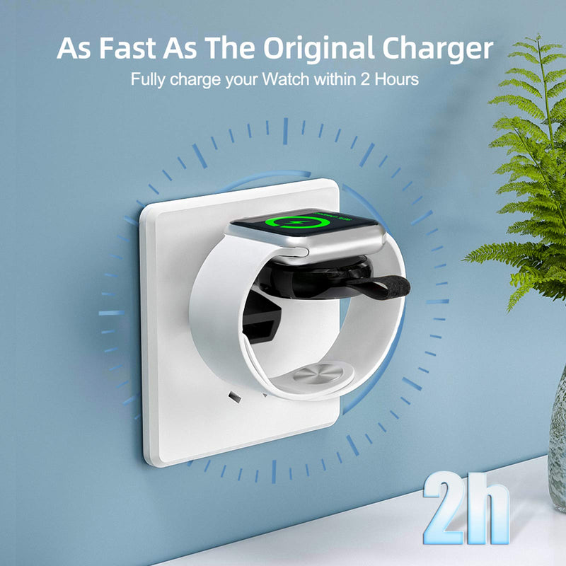  [AUSTRALIA] - NEWDERY Charger for Apple Watch Portable iWatch USB Wireless Charger, Travel Cordless Charger with Light Weight Magnetic Quick Charge for Apple Watch Series 7 6 5 4 3 2 1 SE (Black) Black