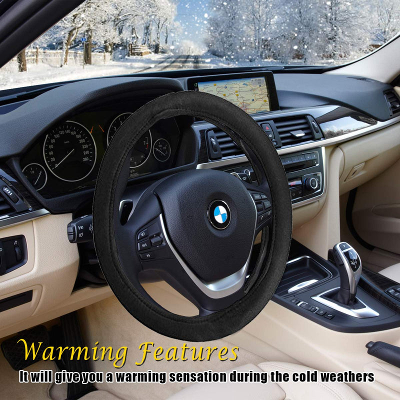  [AUSTRALIA] - VaygWay Heated Steering Wheel Cover- 12V Black Warmer Car Steering Heater- 15 inch Electrical Wheel Cover