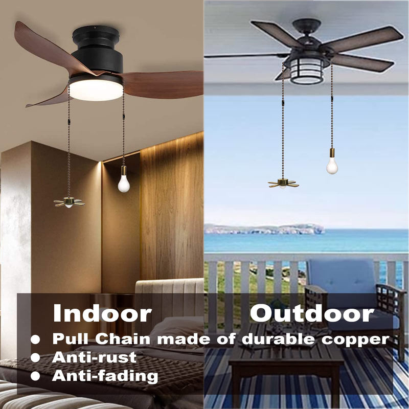  [AUSTRALIA] - Ceiling Fan Pull Chain Decorative Ornaments Extension for 13.6 Inches Fan Pulls Light and Fan for Ceiling Light Lamp Fan Chain 2 Pcs (Bronze) Pull Chain (Bronze)