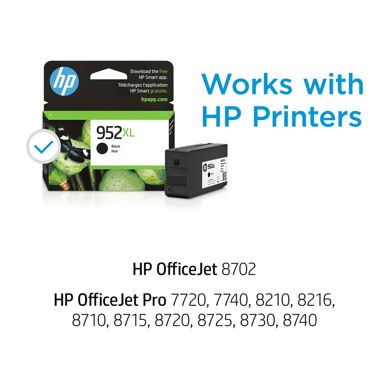  [AUSTRALIA] - Original HP 952XL Black High-yield Ink Cartridge | Works with HP OfficeJet 8702, HP OfficeJet Pro 7720, 7740, 8210, 8710, 8720, 8730, 8740 Series | Eligible for Instant Ink | F6U19AN