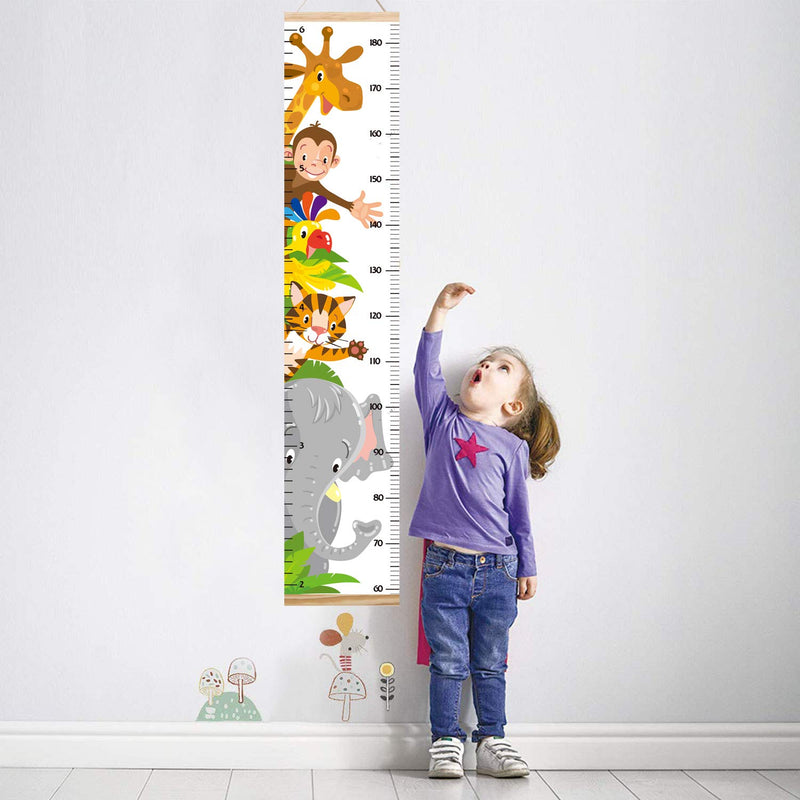  [AUSTRALIA] - Animals Growth Chart for Kids, Baby Room Decor Height Chart, Canvas Height Measuring Rulers for Boys Girls with Wooden Frame (Animals 1) Animals 1