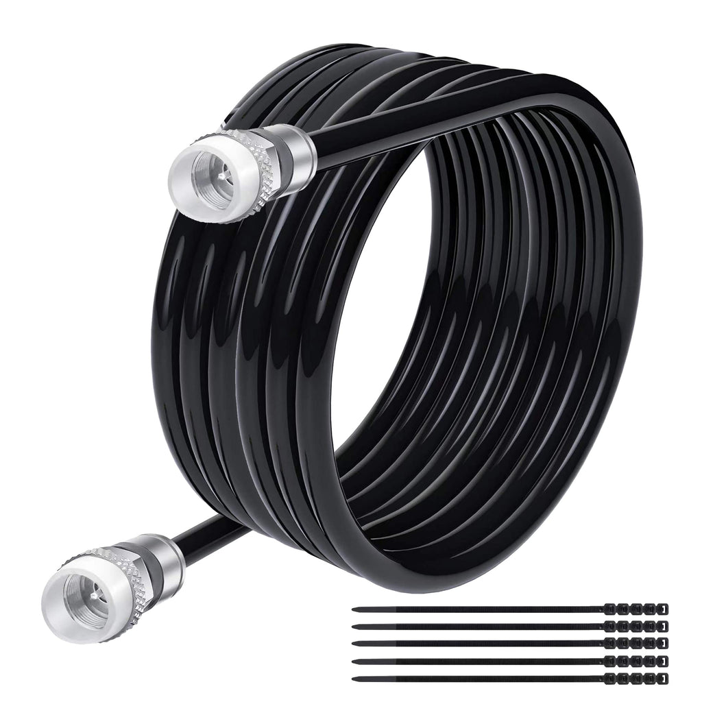  [AUSTRALIA] - RG6 Coaxial Cable 25 Feet Indoor/Outdoor Direct Burial Coax Cable,Quad Shielded 3 GHZ 75 Ohm F81 / RF Waterproof in-Wall with Rubber Boot,Digital TV Aerial Broadband Internet Satellite Cable +25 Ties 25FT