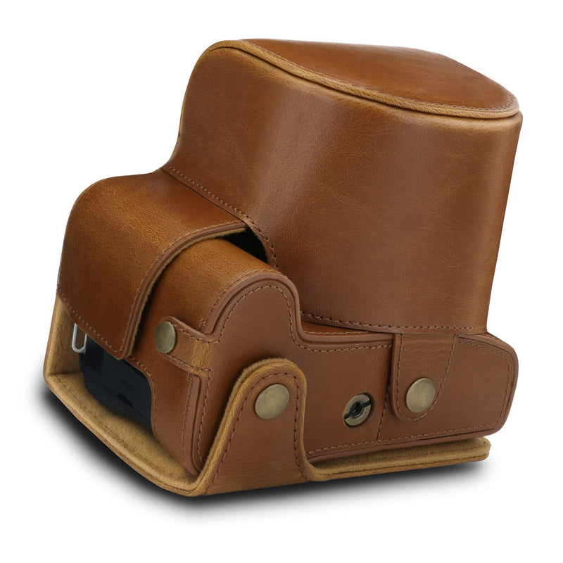  [AUSTRALIA] - MegaGear Ever Ready Leather Camera Case Compatible with Leica V-Lux 5, Panasonic Lumix DC-FZ1000 II Light Brown