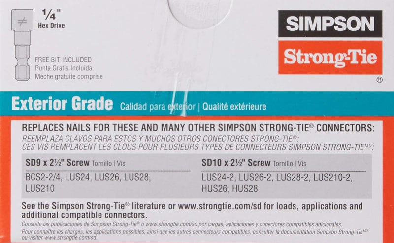 Simpson Strong-Tie SD9212R100#9x2.5 Conn Screw - LeoForward Australia