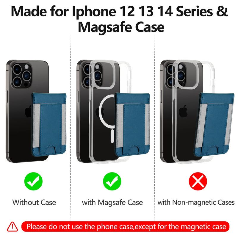  [AUSTRALIA] - ExtreLife Up-Grade Magnetic Wallet for iPhone, Magnetic Wallet and Adjustable Stand, Open ID Window, Magnetic Leather Wallet, Magnetic Phone Wallet Stick on for iPhone 14/13/12 Series, 9 Cards, Blue