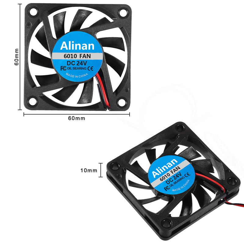  [AUSTRALIA] - Alinan 4pcs 6010 24V Fan 60x60x10mm 2-pin Sleeve Bearing Brushless DC Cooling Fan 3D Printer Cooling Fan Computer Fan 4