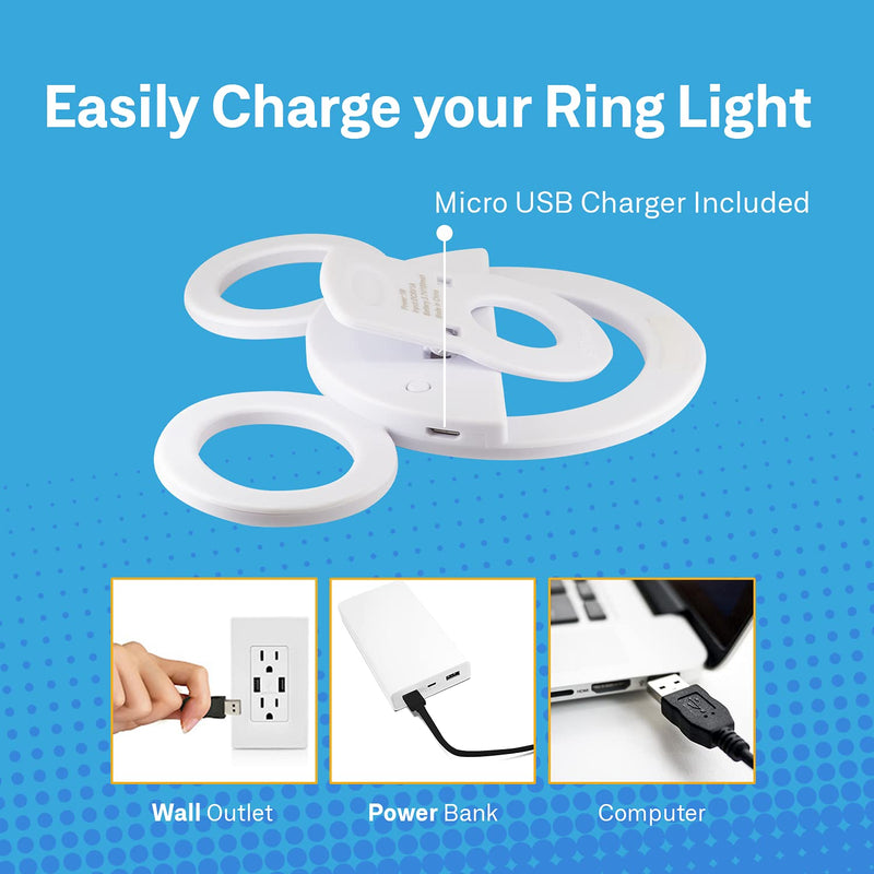  [AUSTRALIA] - Disney Mickey Mouse Clip On Selfie Ring Light for Phone- Rechargeable LED Ring Light for iPhone and Other Devices- Small Ring Light Clip On Selfie Light- 3 Light Settings Disney Selfie Light Ring