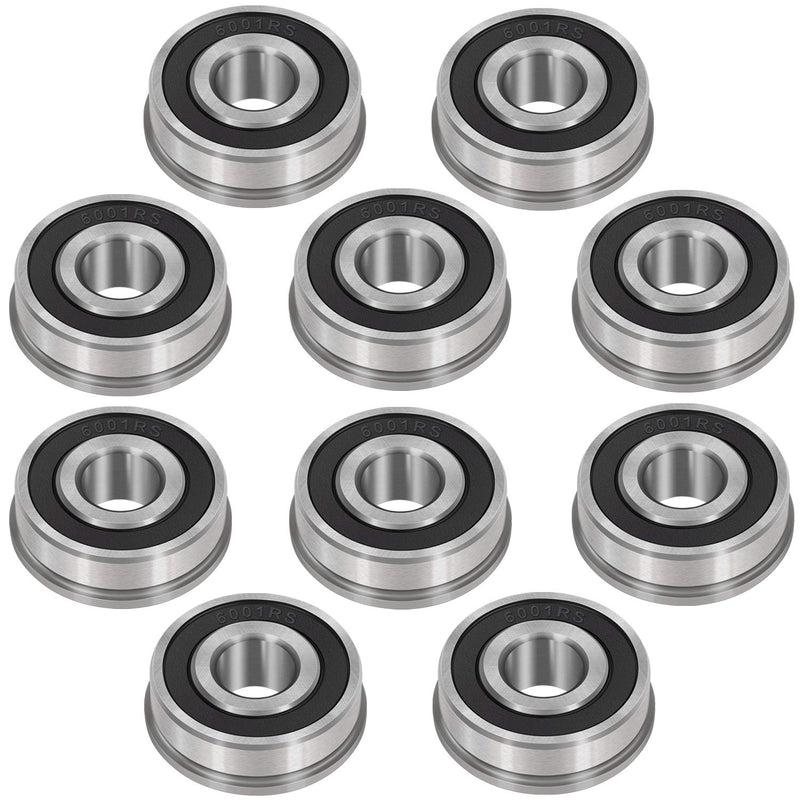  [AUSTRALIA] - Bonbo 10Pcs Flanged Ball Bearings 1/2" x 1-1/8" x 1/2" for Lawn Mower, Wheelbarrows, Carts & Hand Trucks Wheel Hub, Double Seal Deep Groove Ball Bearings 1/2" x 1-1/8" 10pcs