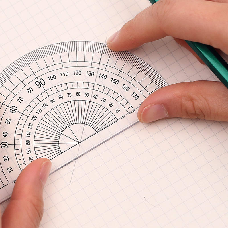 Pack of 4, Plastic Protractors, DaKuan Math Protractors 180 Degrees, 4 Inch & 6 Inch, Clear - LeoForward Australia