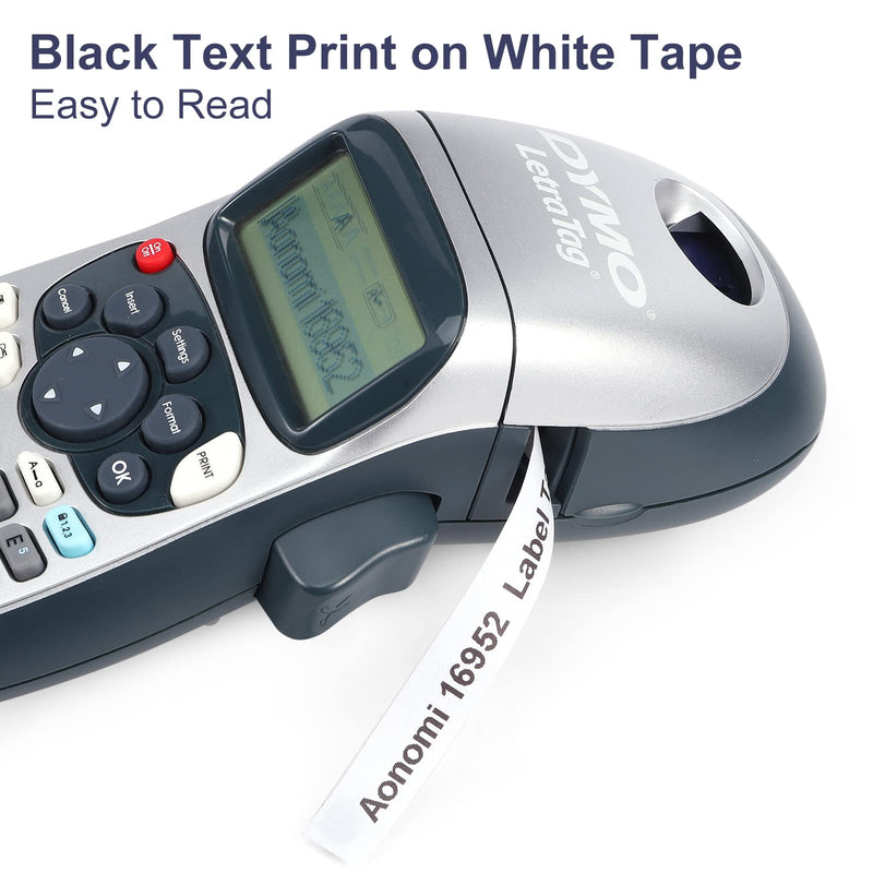  [AUSTRALIA] - 15-Pack Aonomi Compatible 1/2" x 13' Black on White Label Maker Tape Replacement for DYMO Label Maker Refills 91330 10697 Dymo Letratag Refills for DYMO LetraTag Plus LT-100T LT-100H QX50 Label Maker 15