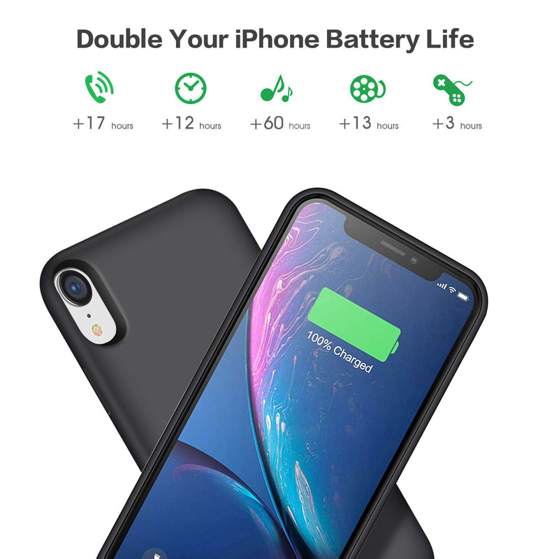  [AUSTRALIA] - Pxwaxpy Battery Case for iPhone XR, 6800mAh Portable Protective Charging Case for iPhone XR Extended Rechargeable Charger Case Battery Pack Compatible with Apple XR Power Bank Cover(6.1 inch), Black