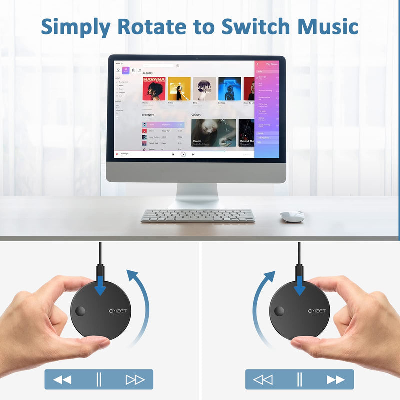  [AUSTRALIA] - USB Volume Control Knob - EMEET USB Multimedia Controller Knob with One-Click Mute Function and Music Switching, Customize Mute Button Mode, Multimedia Control Knob Supports Windows and Mac